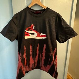 Twice-worn, pre-washed Mostly Heard Rarely Seen B-bit shirt; Black and red